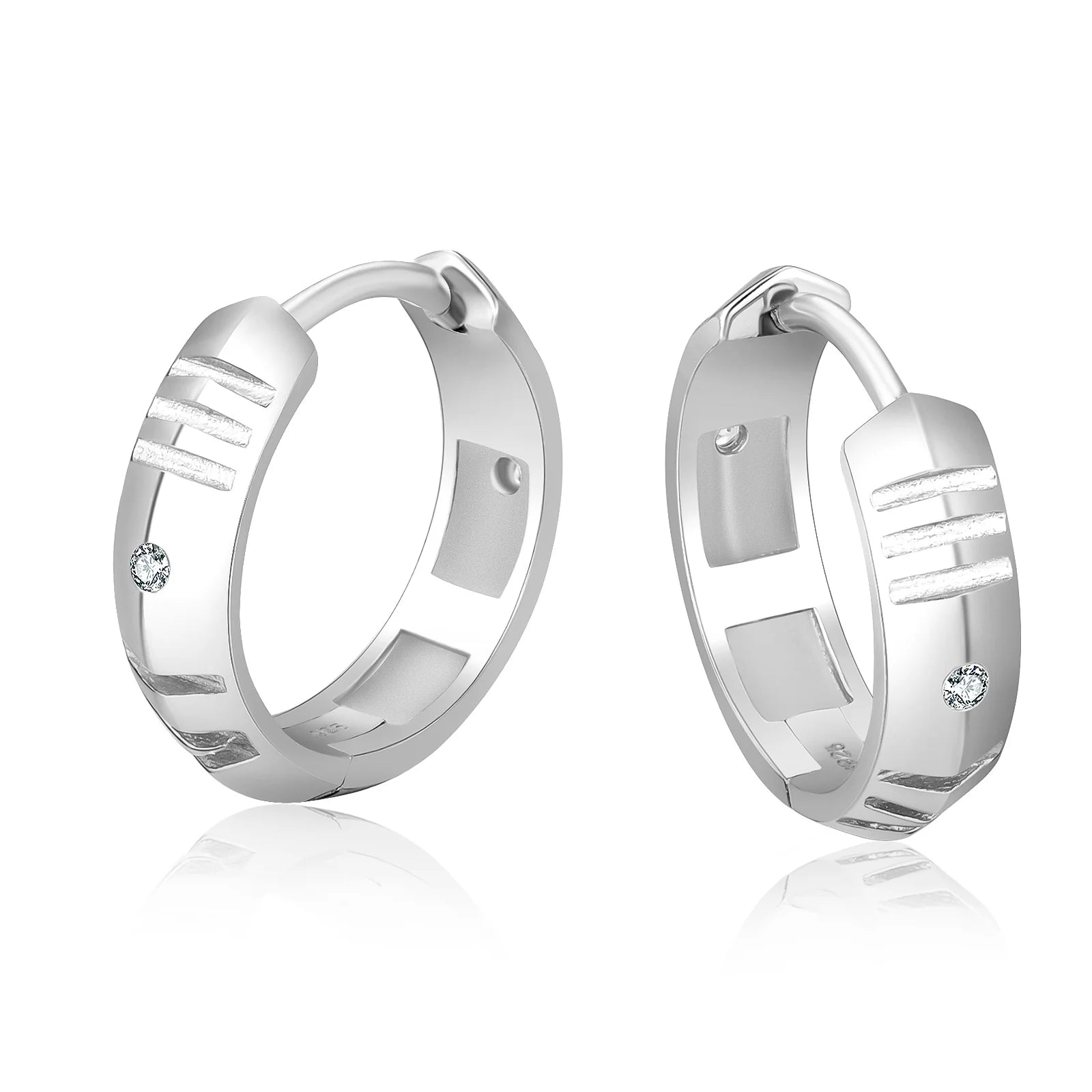 Planetary charm earrings-S925 Silver Roman Numerals Hoop Earrings for Men in Whitie Gold - 15mm