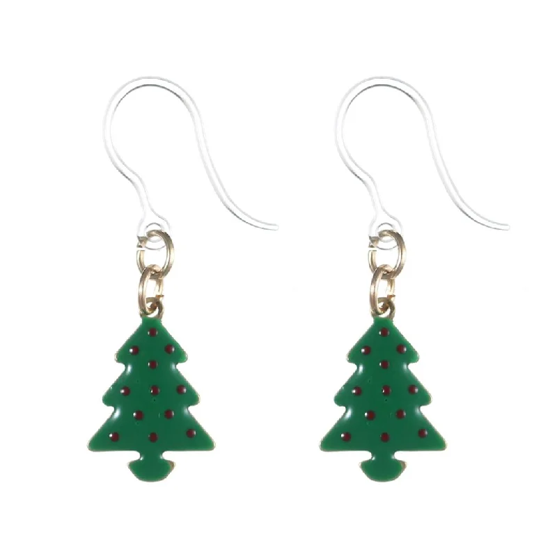 Reef motif earrings-Polka Dot Christmas Tree Dangles Hypoallergenic Earrings for Sensitive Ears Made with Plastic Posts