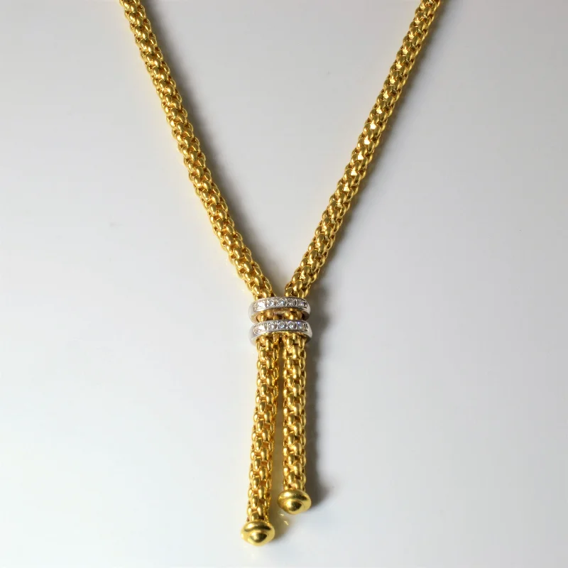 Braided link necklaces-Textured Chain Diamond Knot Necklace | 0.06ctw | 18"|