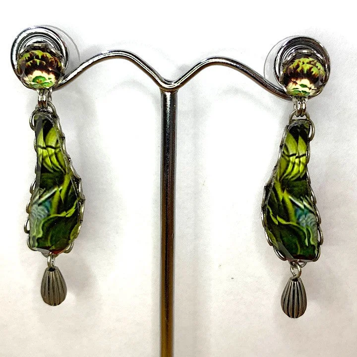 Dual-sided earrings-AYALABAR EARRINGS GREEN TONES