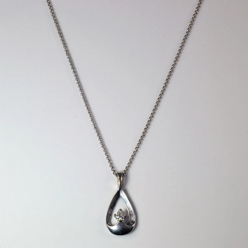 Circular gem necklaces-Diamond Tear Drop Necklace | 0.12ct | 16" |