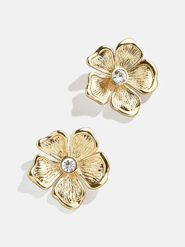 Five-tier earrings-Baby Bloomer Earrings - Gold/Pavé