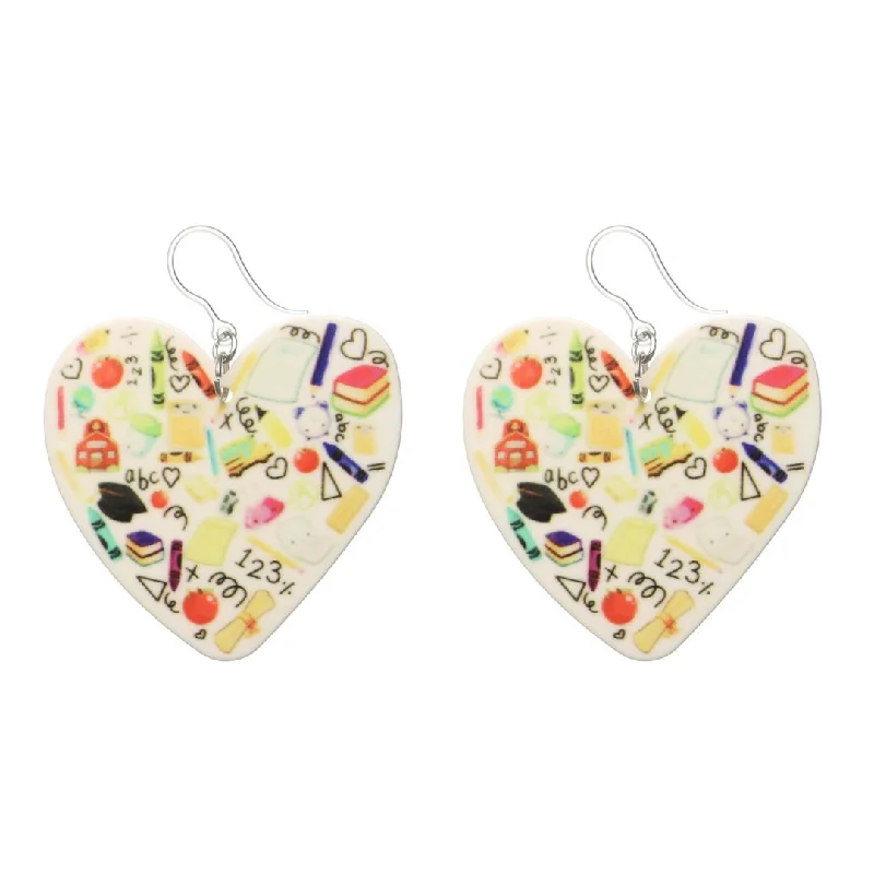 Five-tier earrings-Exaggerated Love School Dangles Hypoallergenic Earrings for Sensitive Ears Made with Plastic Posts