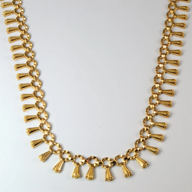 Ridged disc necklaces-Textured Gold Collar Necklace | 17" |