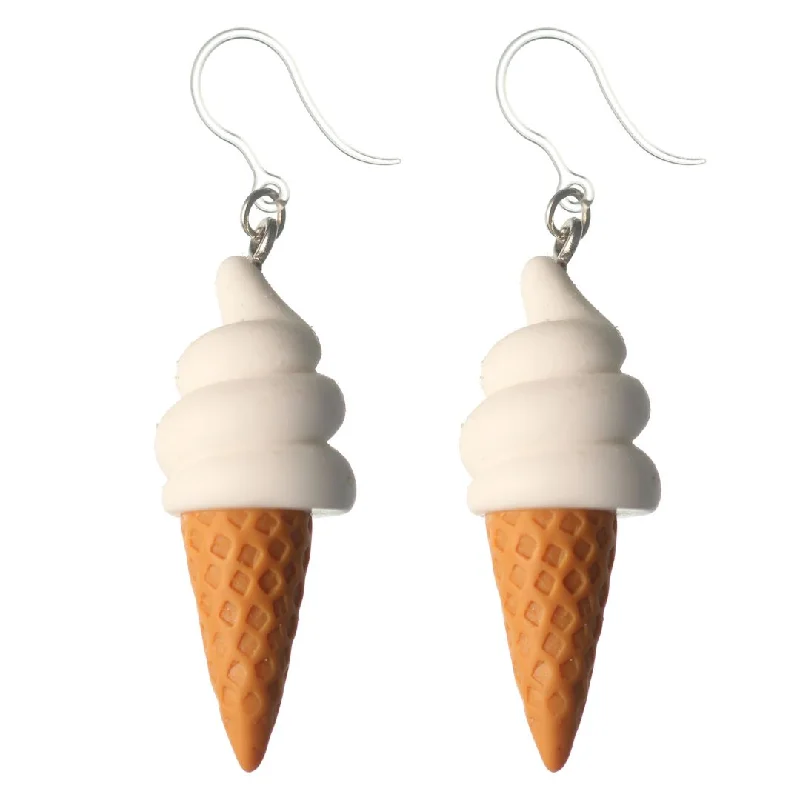 Old coin earrings-Waffle Cone Ice Cream Dangles Hypoallergenic Earrings for Sensitive Ears Made with Plastic Posts