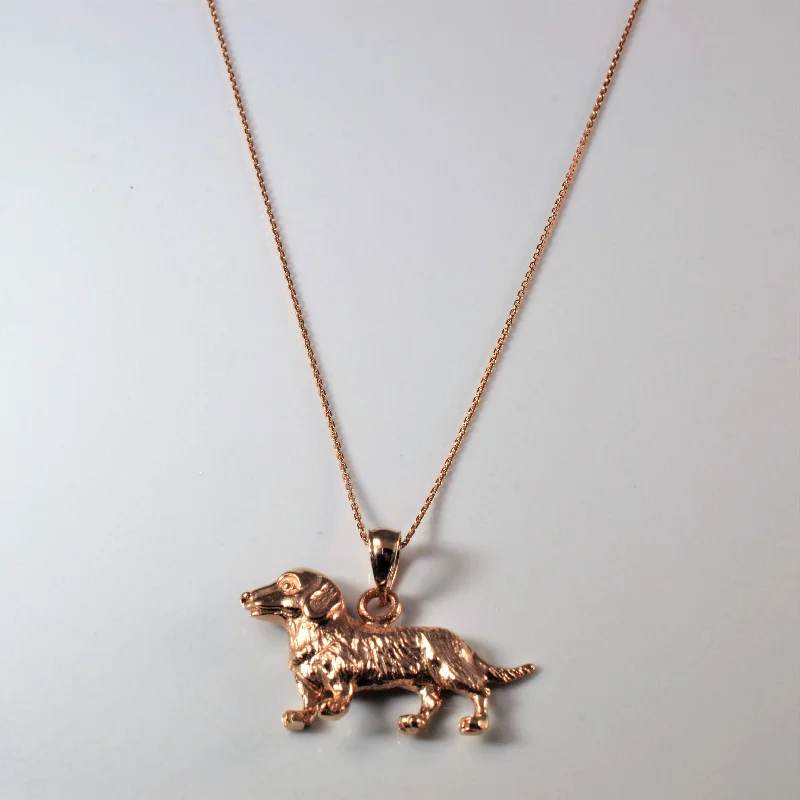 Subtle gem necklaces-14k Rose Gold Dog Pendant Necklace | 18"|