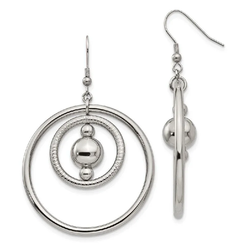 Classic flair earrings-Stainless Steel Polished and Textured Shepherd Hook Earrings