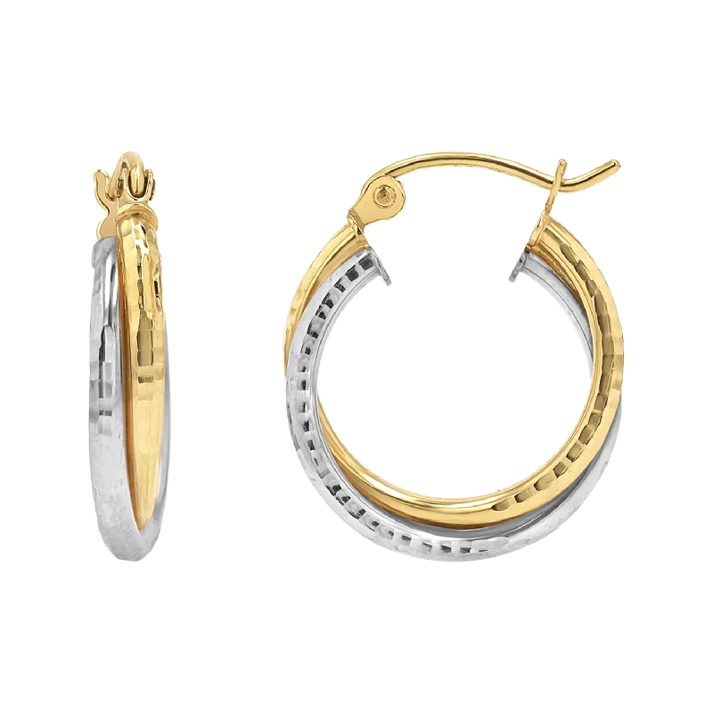 Plain stud earrings-Two-Tone Double Hoop Earrings