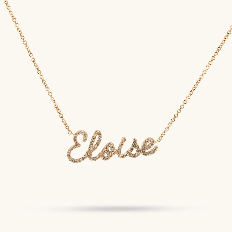 Bee charm necklaces-Classic Cursive Diamond Name Necklace