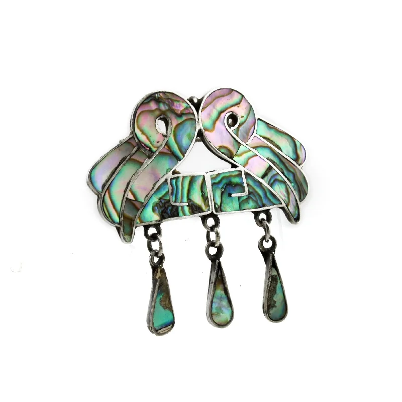 Sculptural pin brooches-Abalone Brooch x Vintage Taxco