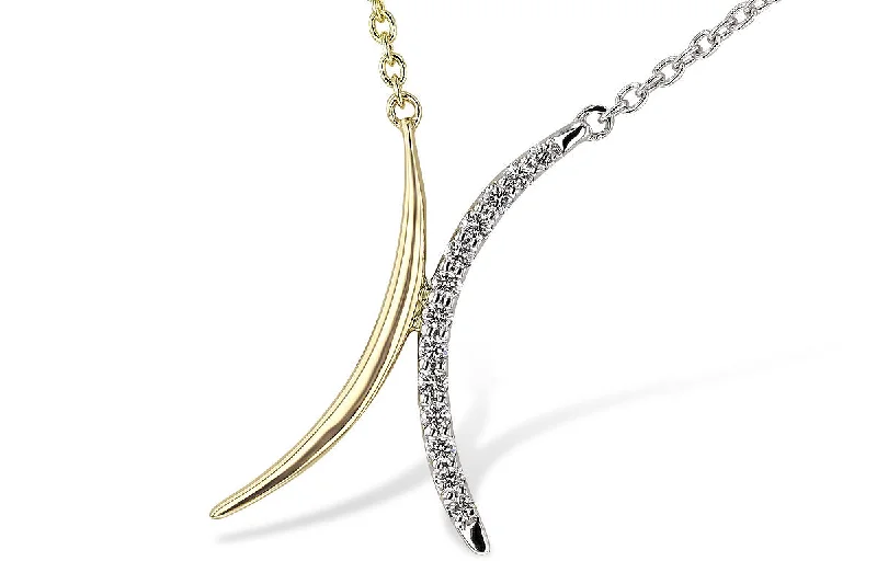 Satin weave necklaces-14K Yellow & White Gold .14cttw Diamond Fashion Necklace