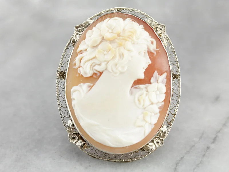 Vibrant enamel brooches-Vintage Romantic Cameo Brooch or Pendant