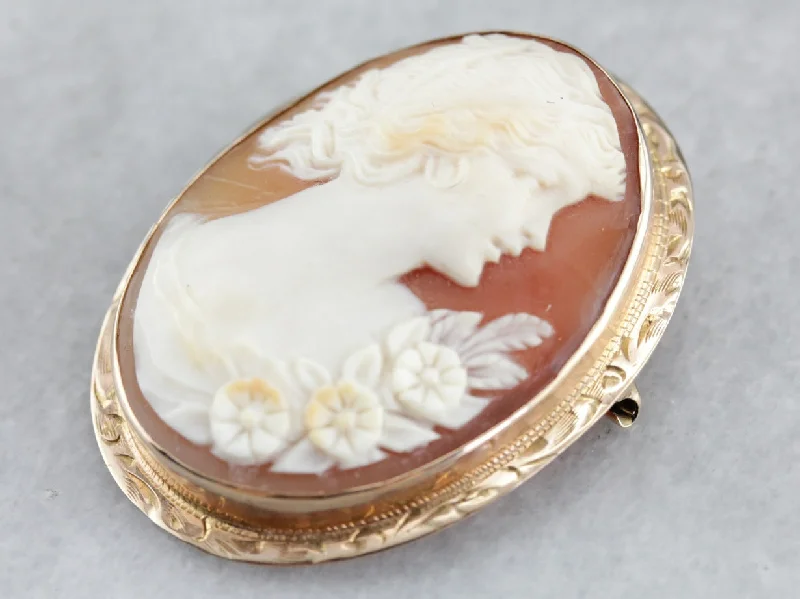 Bee motif brooches-Antique Cameo Gold Brooch