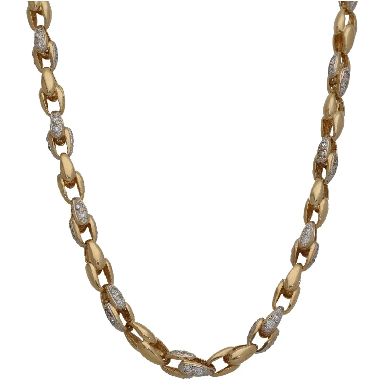 Curved design necklaces-9ct Gold Cubic Zirconia Fancy Necklace 26"