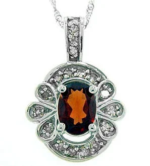 Shimmering druzy necklaces-1cttw Red Garnet & Diamond White Gold Pendant Necklace