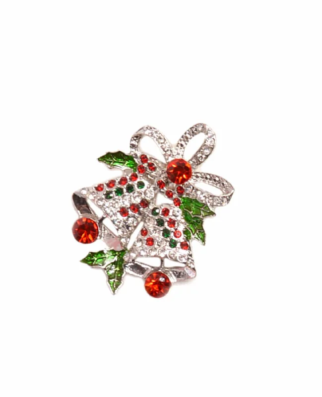 Clear bead brooches-Christmas Bells Brooch