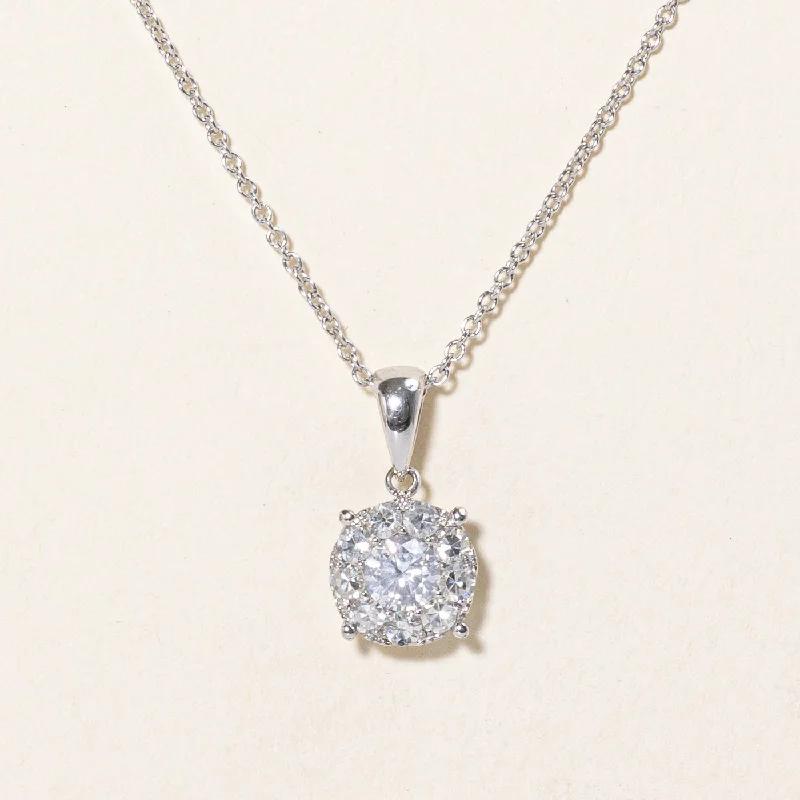 Flat bar necklaces-Diamond Cluster Pendant Necklace | 0.50ctw | 18" |