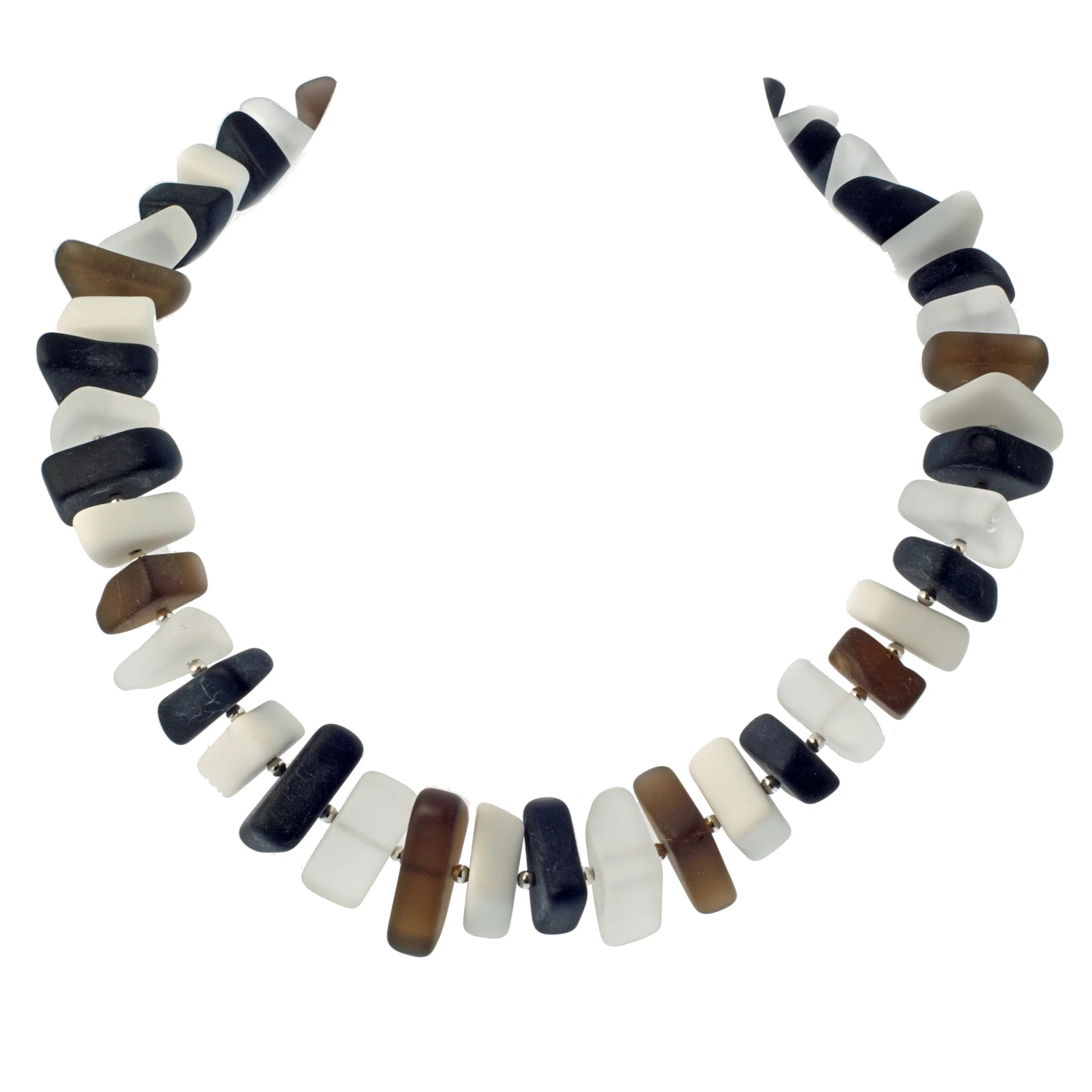 Woven thread necklaces-Black and White Frosted Glass Necklace