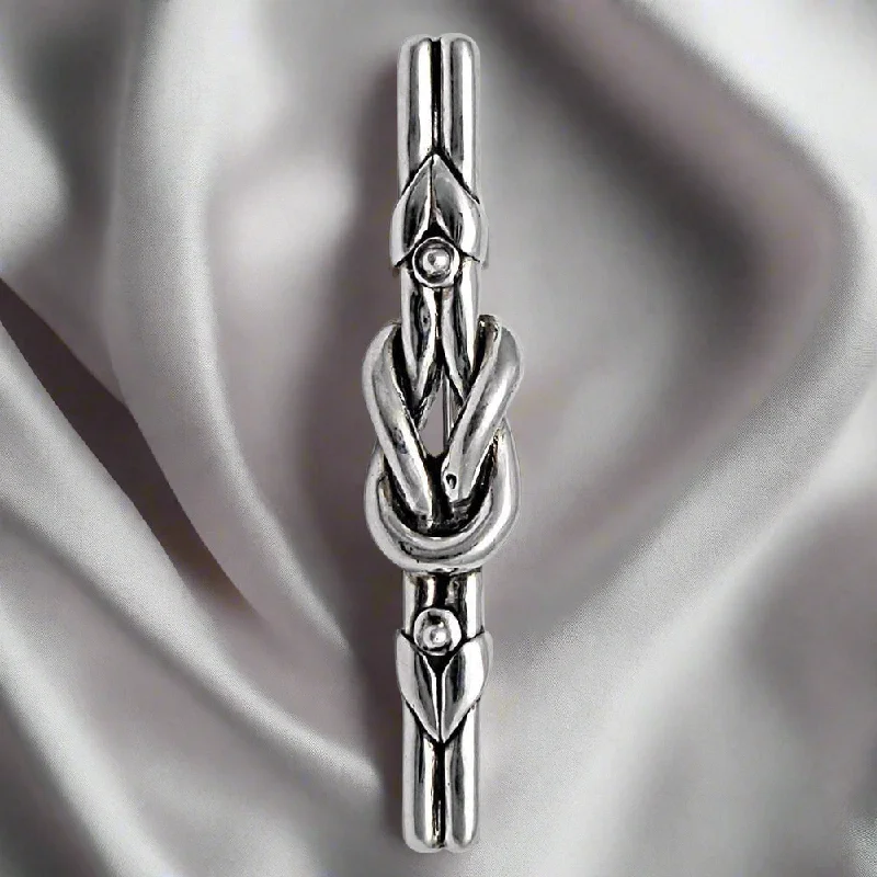 Burnished silver brooches-Love Knot Brooch in Sterling Silver (K-09)