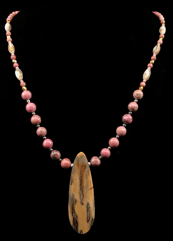 Sacred cross necklaces-Necklace- Pardue; Mammoth & Rhodonite