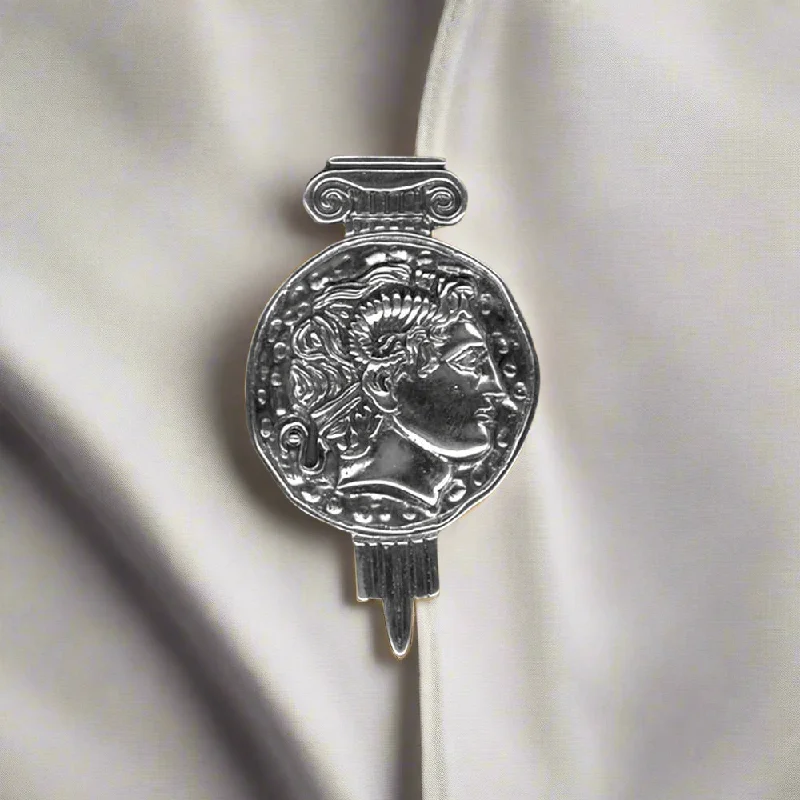 Sharp minimalist brooches-Lysimachus, Alexander the Great Brooch in Sterling Silver (K-83)