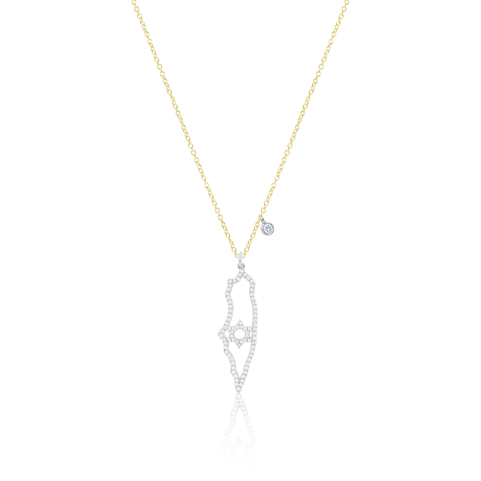 Planetary sign necklaces-Meira T 14KT Gold and Diamond Bezel Israel Necklace