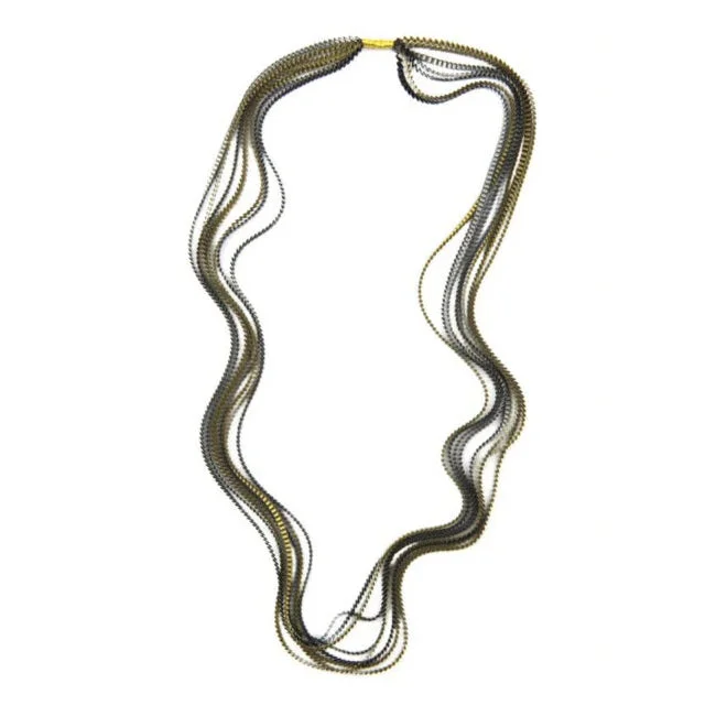 Woven tribal necklaces-Essilp Necklace by Alexandra Tsoukala - Silver, Olive, Black, & Khaki