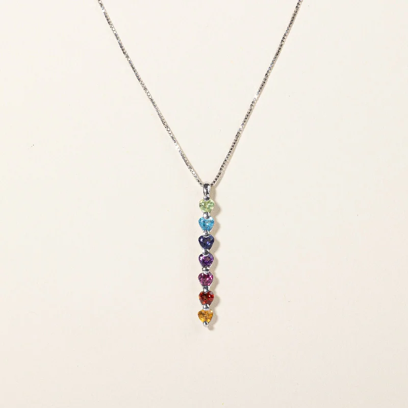 Circular gem necklaces-Multi Gem Rainbow Pendant & Necklace | 0.49ctw | 18" |