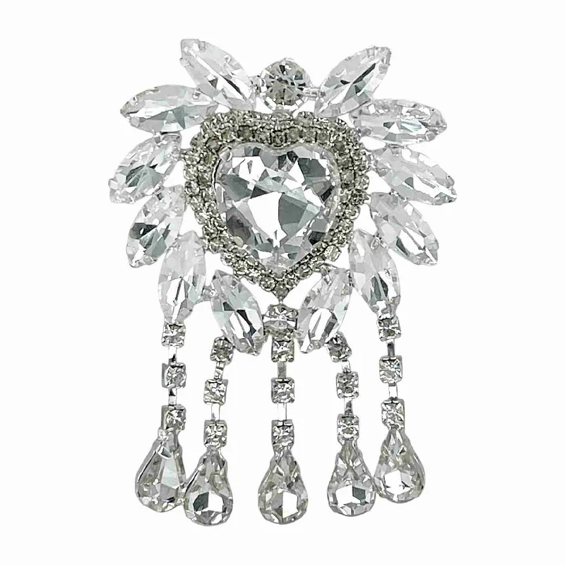 Wicker style brooches-Diamond Silver Luxury Style Brooch