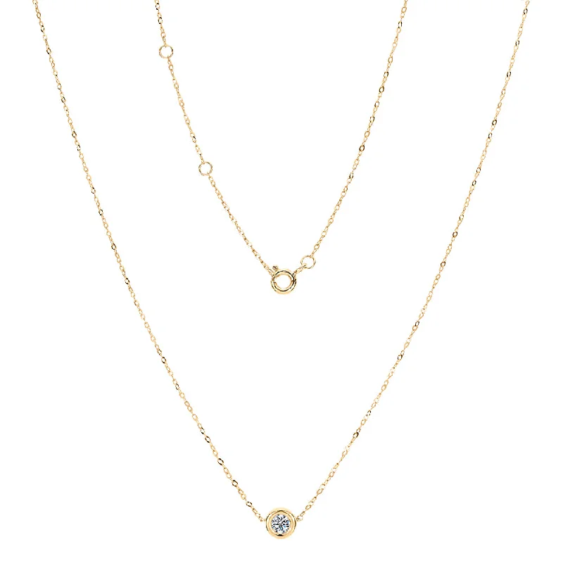 Sculpted bib necklaces-Premium Lab-Grown Diamond, 0.25 carat round brilliant solitaire necklace in 10 carat yellow gold