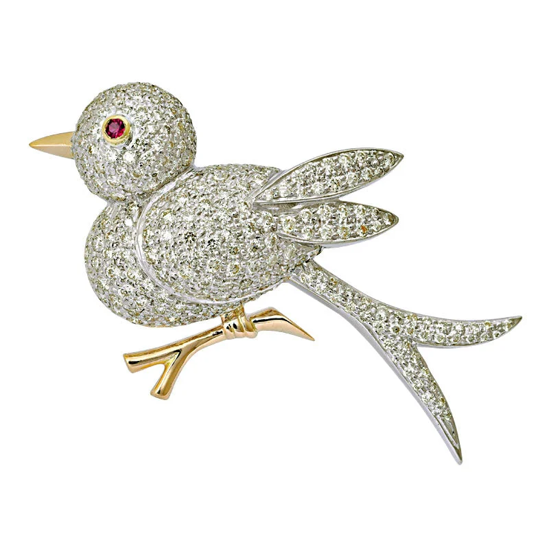 Grand statement brooches-Brooch- Ruby and Diamond