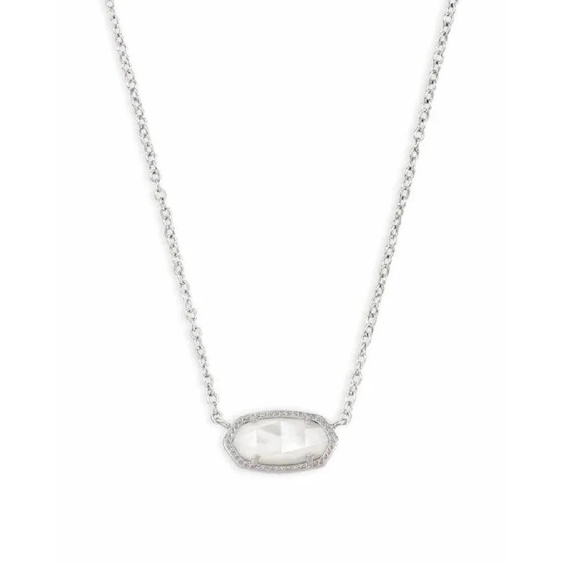 Clear bead necklaces-Kendra Scott : Elisa Silver Short Pendant Necklace In Ivory Mother-Of-Pearl