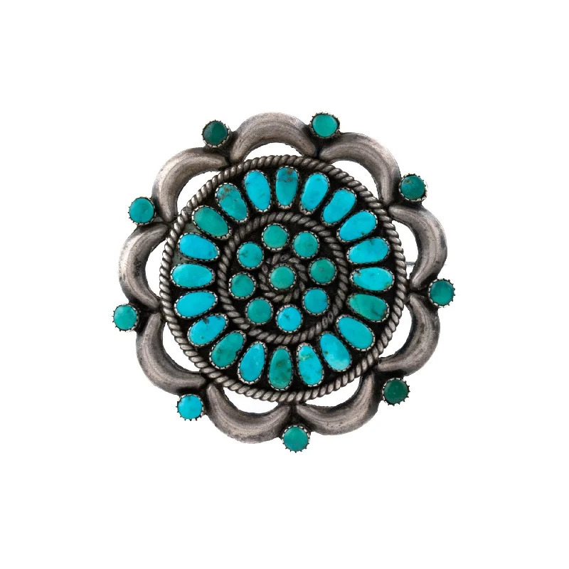 Velvet detail brooches-1950's Pinwheel Turquoise Brooch