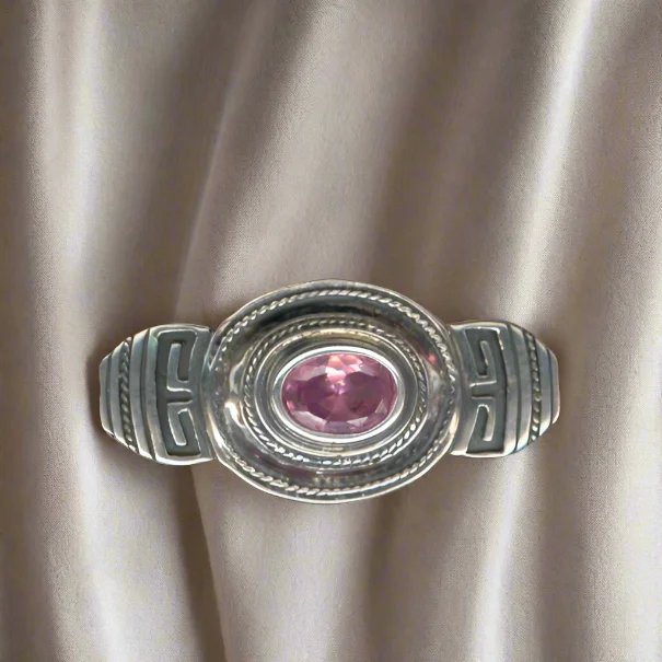 Clear bead brooches-Hellenistic Brooch in Sterling Silver with Amethyst Zircon (K-64)