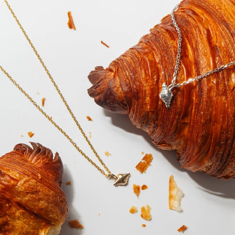 Tourmaline necklaces-Croissant Charm Necklace