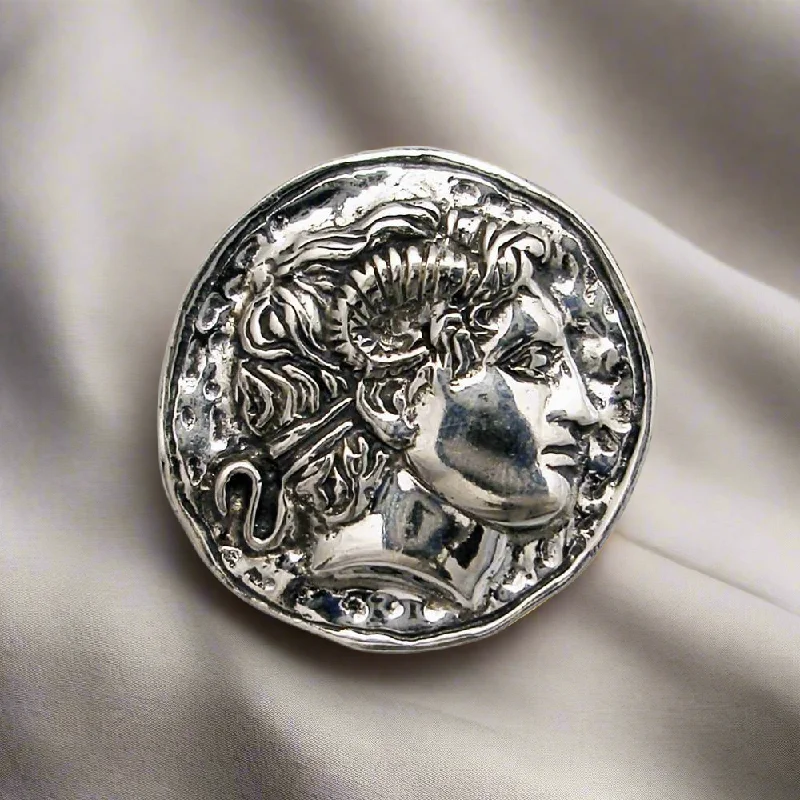 Bird feather brooches-Lysimachus, Alexander the Great Brooch in Sterling Silver (K-84)