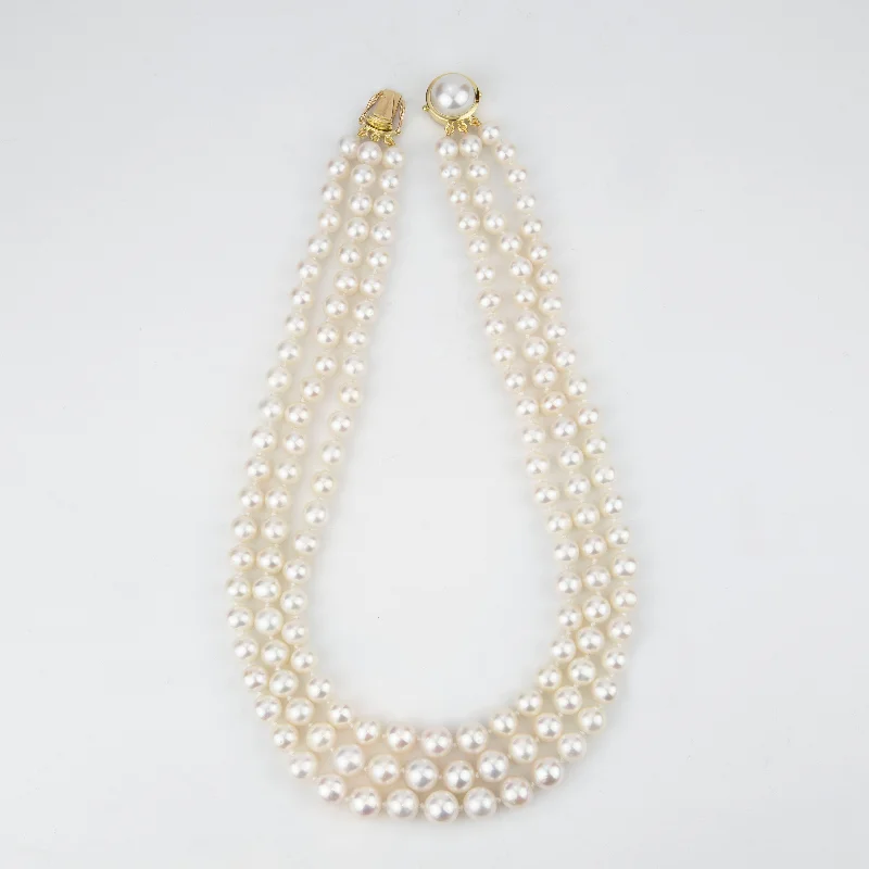 Vine motif necklaces-Necklace - Freshwater Pearls With Pearl Clasp