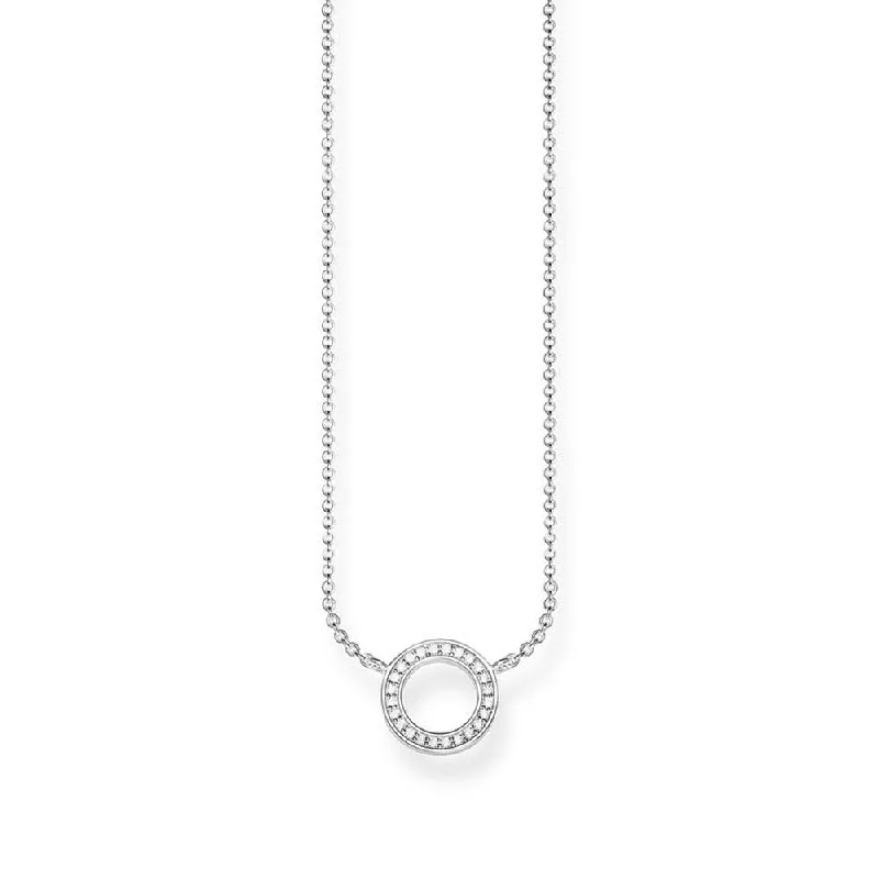 Satin weave necklaces-Sterling Silver Thomas Sabo Circular Zirconia Necklace