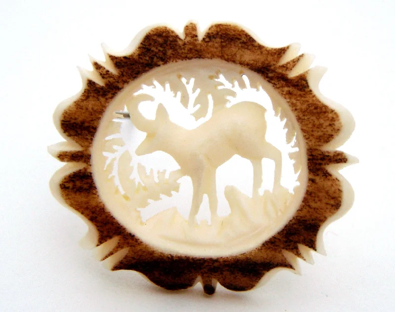 Grand statement brooches-Vintage Deer Brooch Pin Hand Made Austria