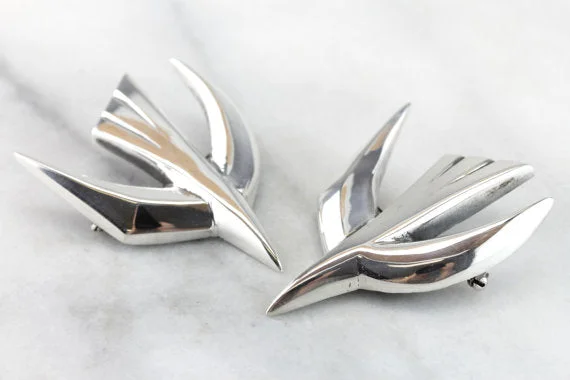 Arched gem brooches-The Dove of Piece; vintage Sterling Silver, Mid Century Brooches by James Avery