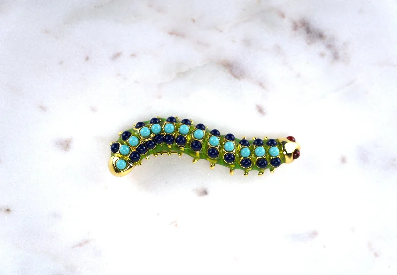 Reef inlay brooches-Enamel Caterpillar Brooch