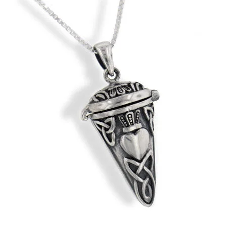 Sculpted bib necklaces-Celtic Knot Heart Sterling Silver Pendulum Box Necklace