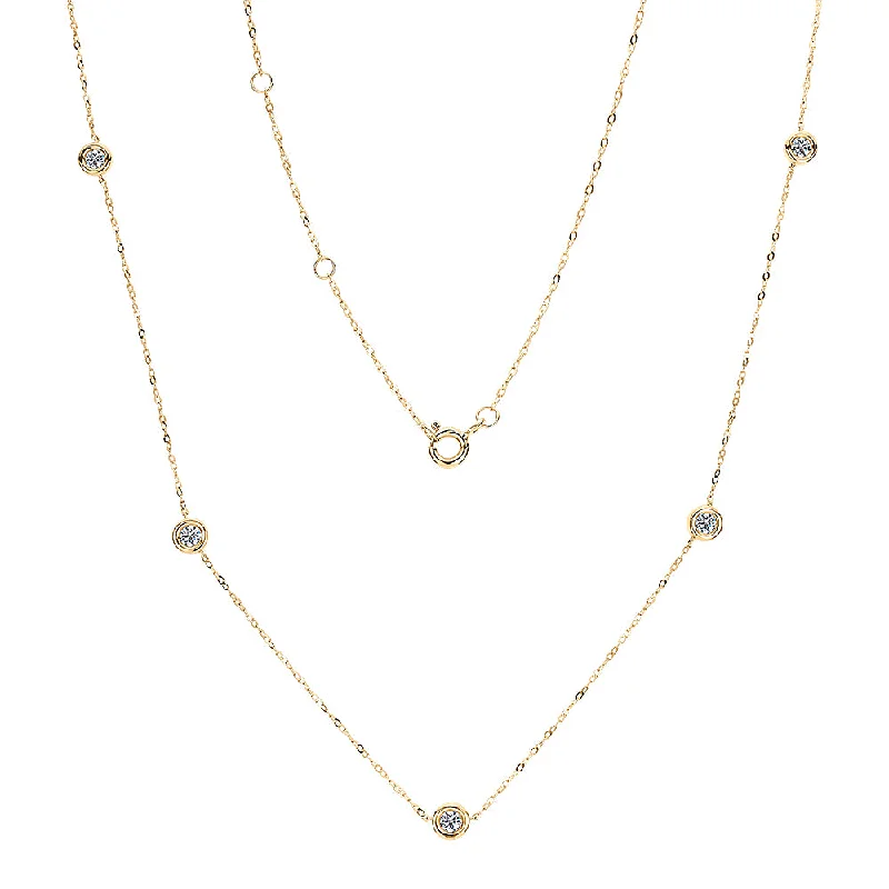 Broad bib necklaces-Premium Lab-Grown Diamond, 0.50 carat TW round brilliant necklace in 10 carat yellow gold