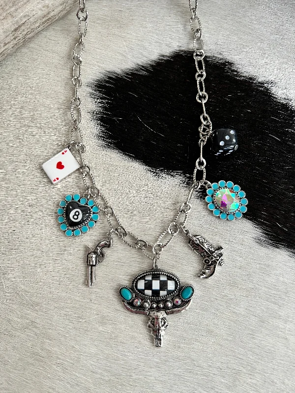 Radiant gem necklaces-Charm Necklace Western Gambling Style