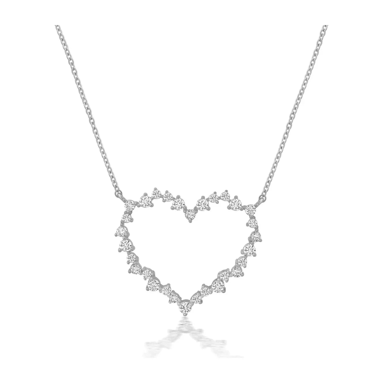 Old coin necklaces-CRISLU Adore Open Heart Mix Shape Necklace in Pure Platinum