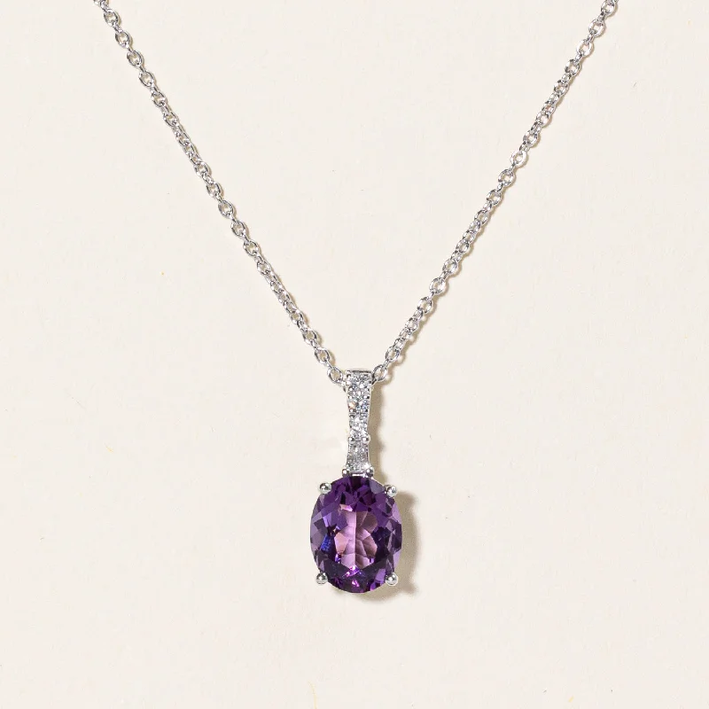 Boho woven necklaces-Amethyst & Diamond Pendant Necklace | 1.40ct, 0.05ctw | 20" |