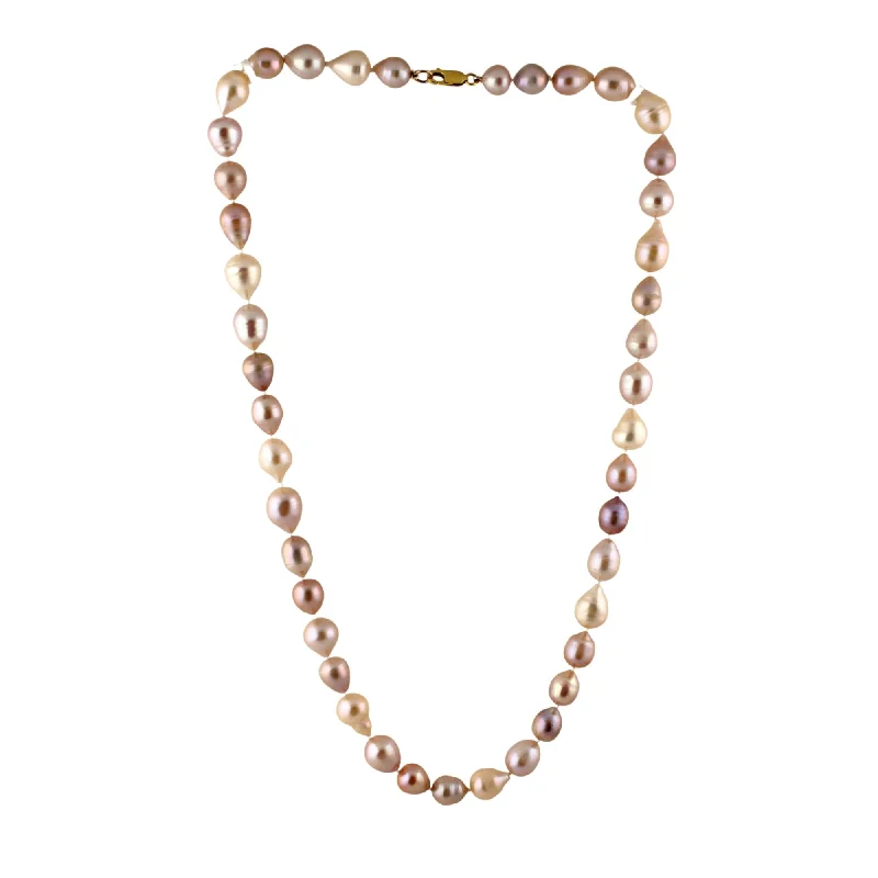 High-end diamond necklaces-14k Clasp x Drop Shaped Pearl Necklace