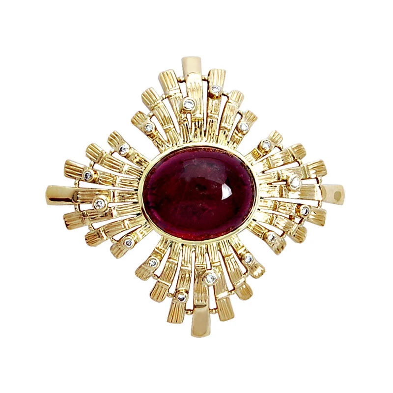 Tourmaline brooches-Brooch- Rubellite And Diamond