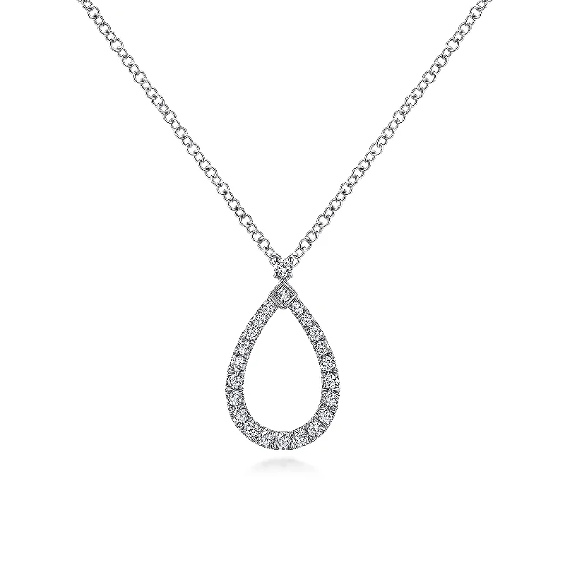 Seraph wing necklaces-Gabriel & Co. 14K White Gold Teardrop Diamond Pendant Necklace