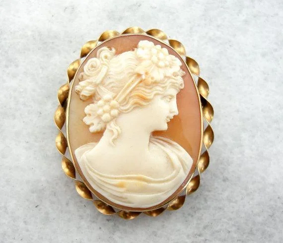 Tiger eye brooches-Classical Cameo Brooch with Lovely Workmanship